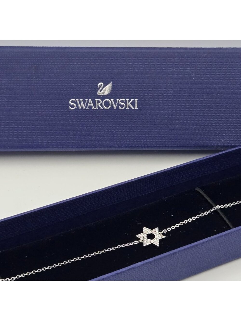 NEW Swarovski Silver-Tone Star Of David Crystal Bracelet In Original Box